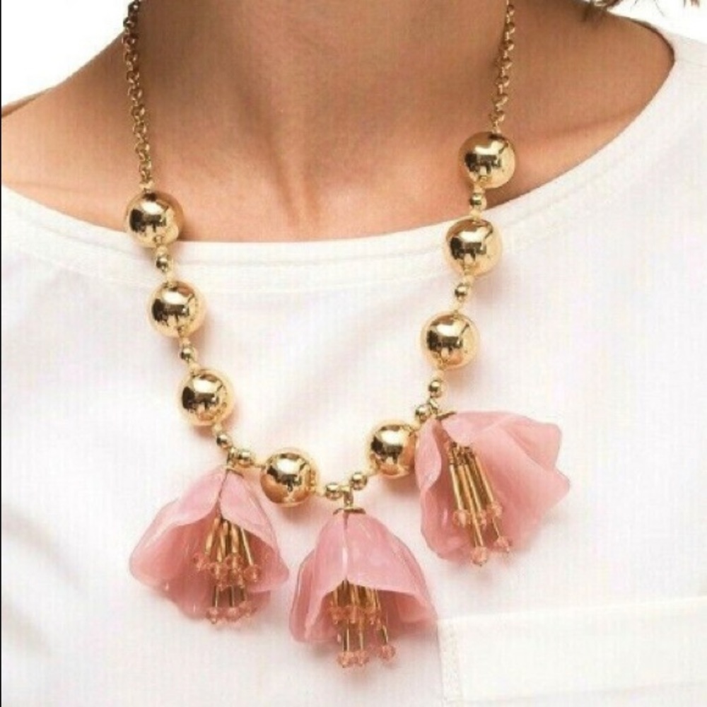 kate spade Gold and Pink Floral Statement Necklace